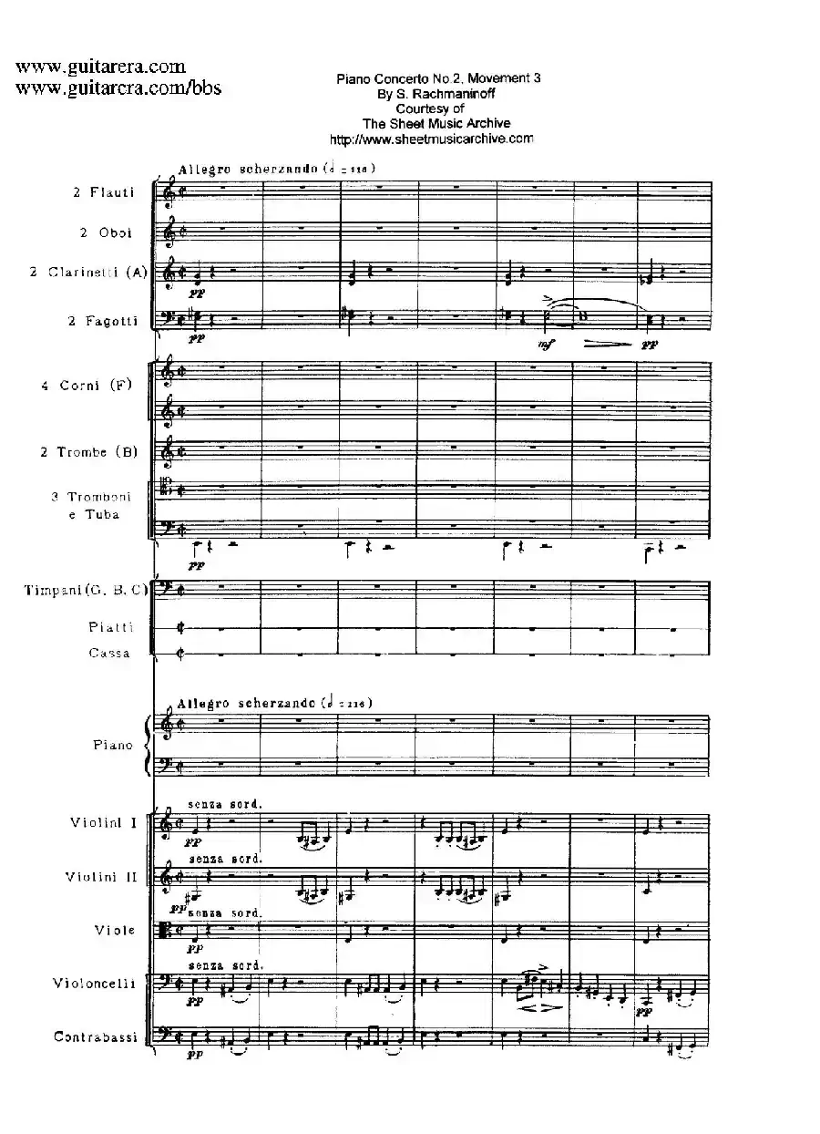 c小调第二钢琴协奏曲 Op.18（第三乐章总谱P1——12）