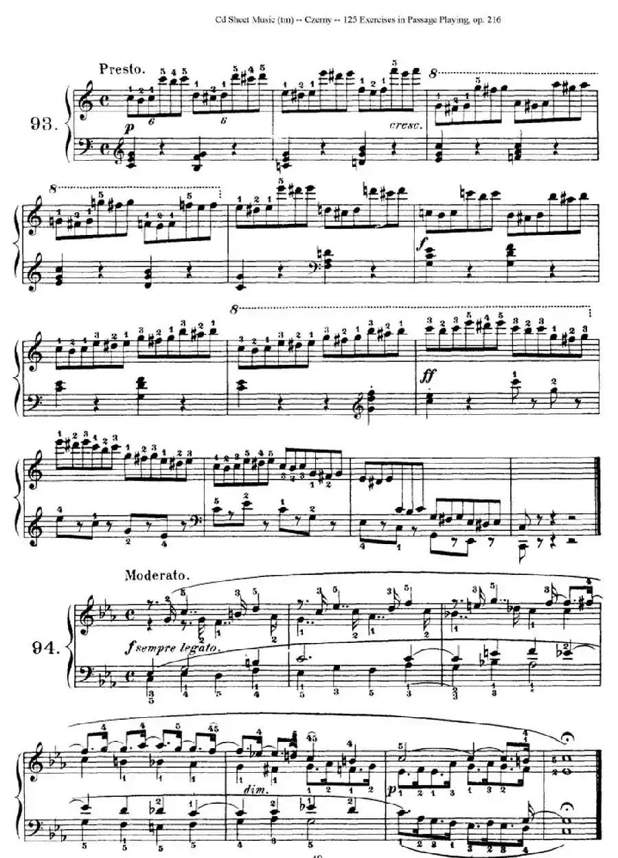 125 Exercises in Passage Playing Op.261（车尔尼125首钢琴短乐句练习曲（79——94）