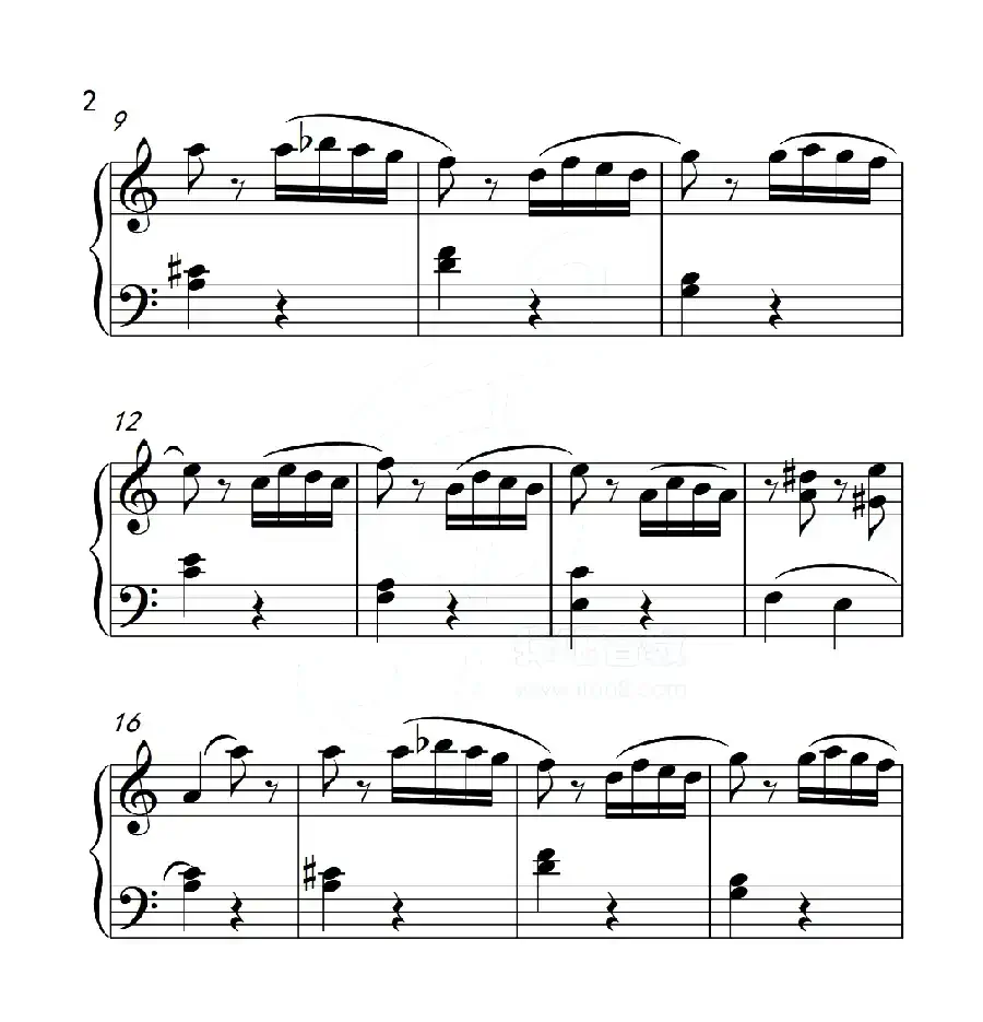 第五级A组 帕格尼尼主题变奏曲（选段）（中国音乐学院钢琴考级作品1~6级）