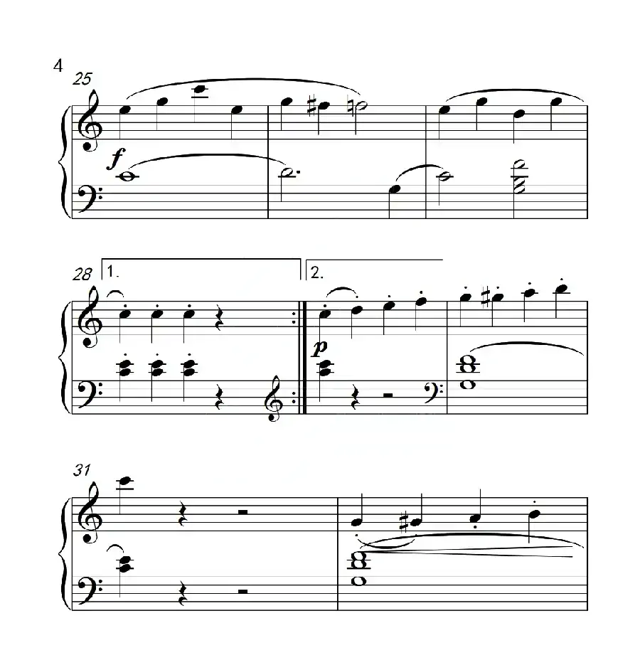 第二级A组 C大调小奏鸣曲 第一乐章(中国音乐学院钢琴考级作品1~6级)