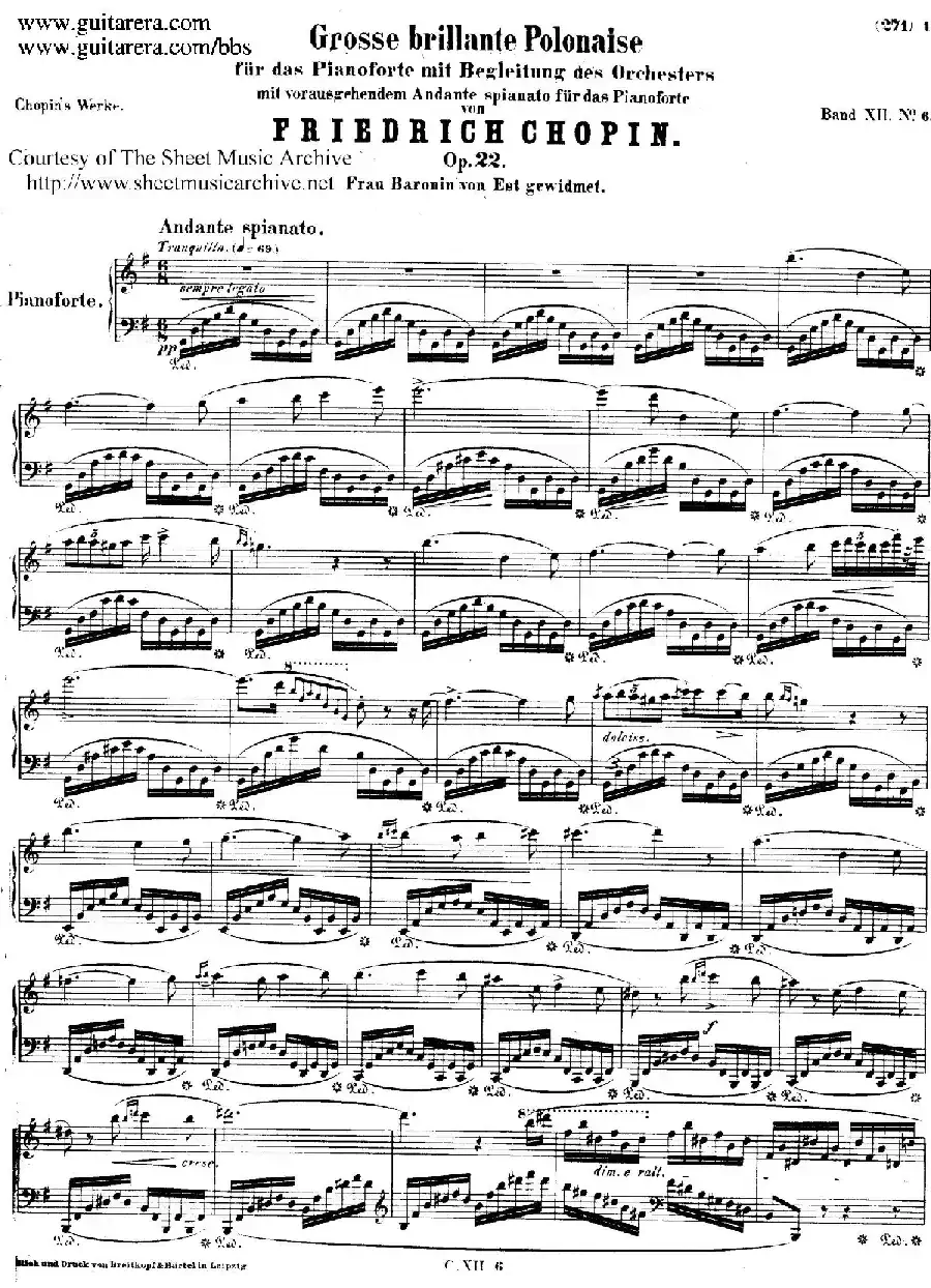 Grande Polonaise Brilliante Preceded by an Andante Spianato Op.22（平静的行板与华丽的波兰舞曲·总谱）