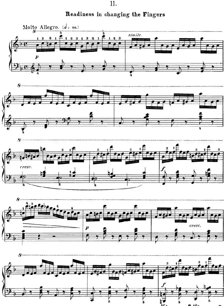 50首车尔尼Op.740钢琴手指灵巧技术练习曲（NO.11）