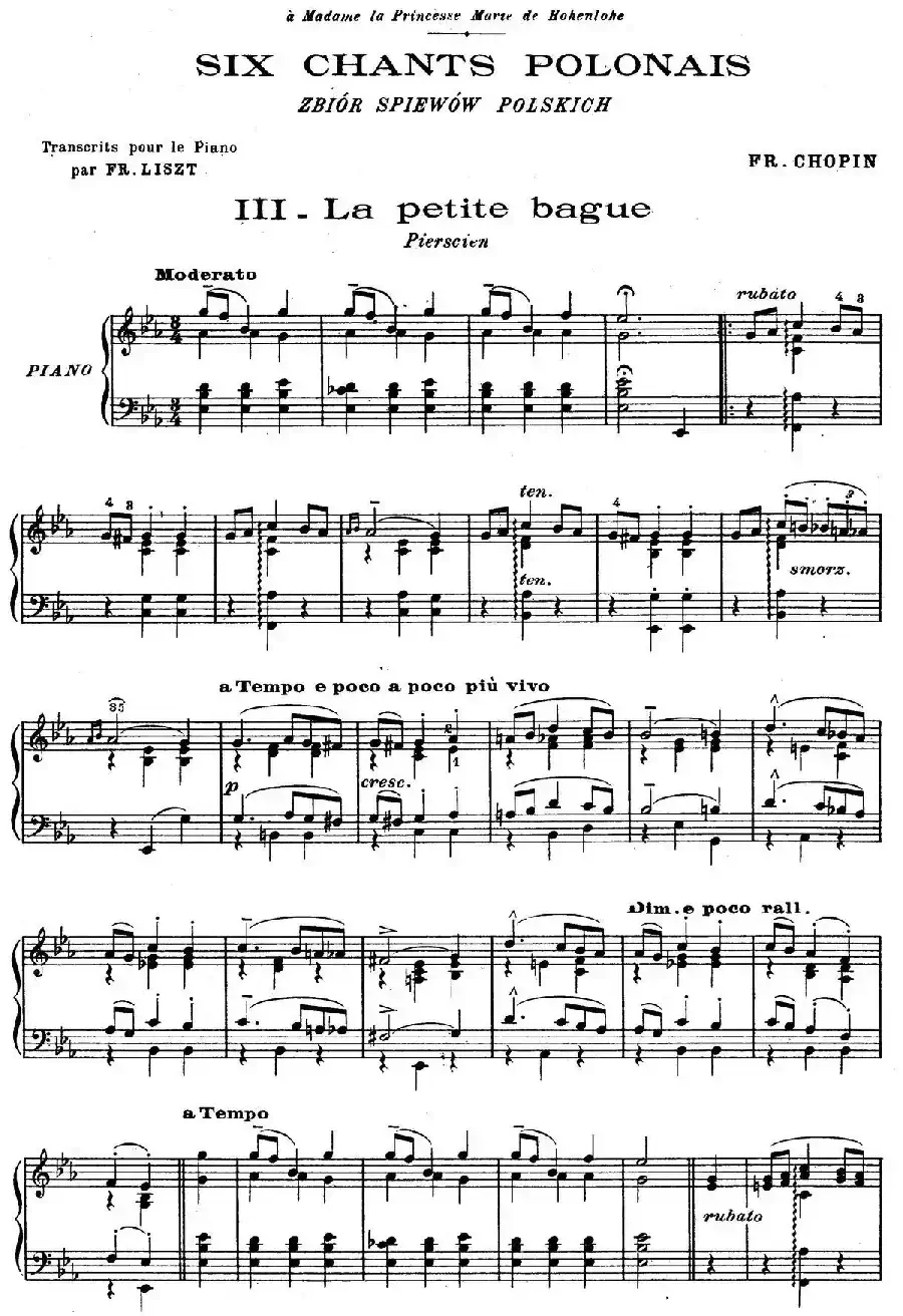 6 Chants Polonais S.480（6首波兰歌曲·Ⅲ）