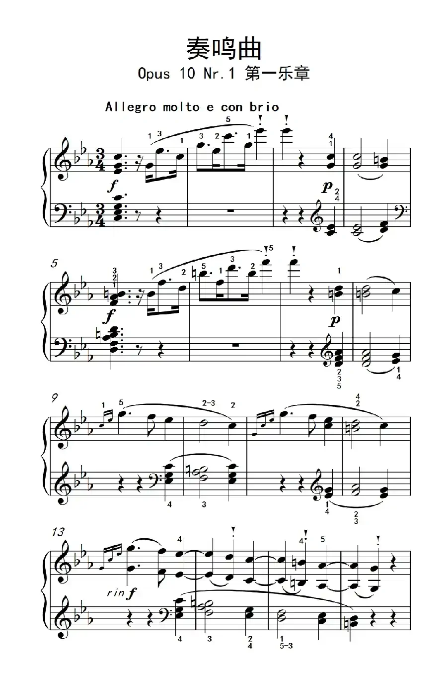 奏鸣曲 Opus 10 Nr.1 第一乐章(贝多芬奏鸣曲集 2)