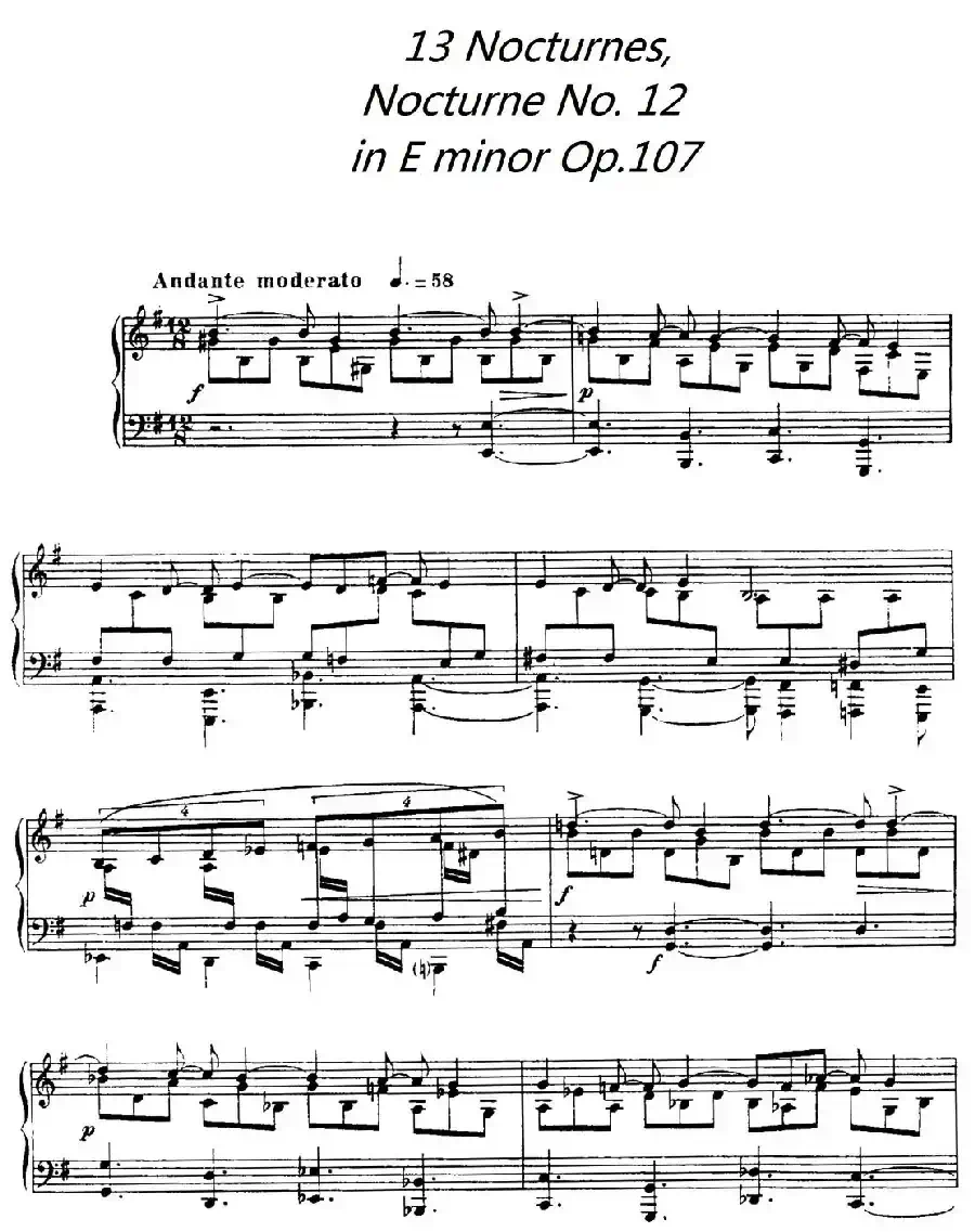 13 Nocturnes, Nocturne No. 12 in E minor （Op.107）