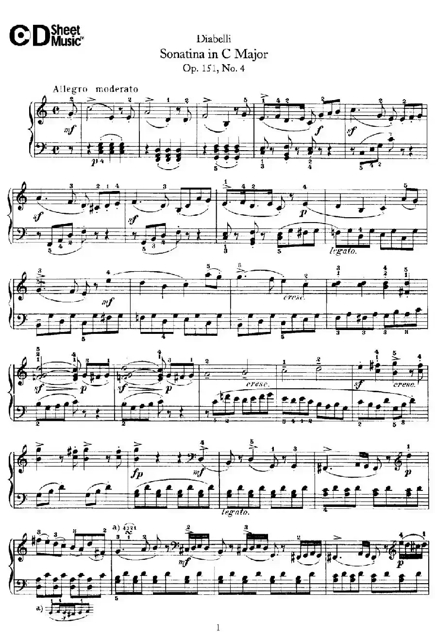 4 Piano Sonatinas（4首钢琴小奏鸣曲）（Op.151 No.4）
