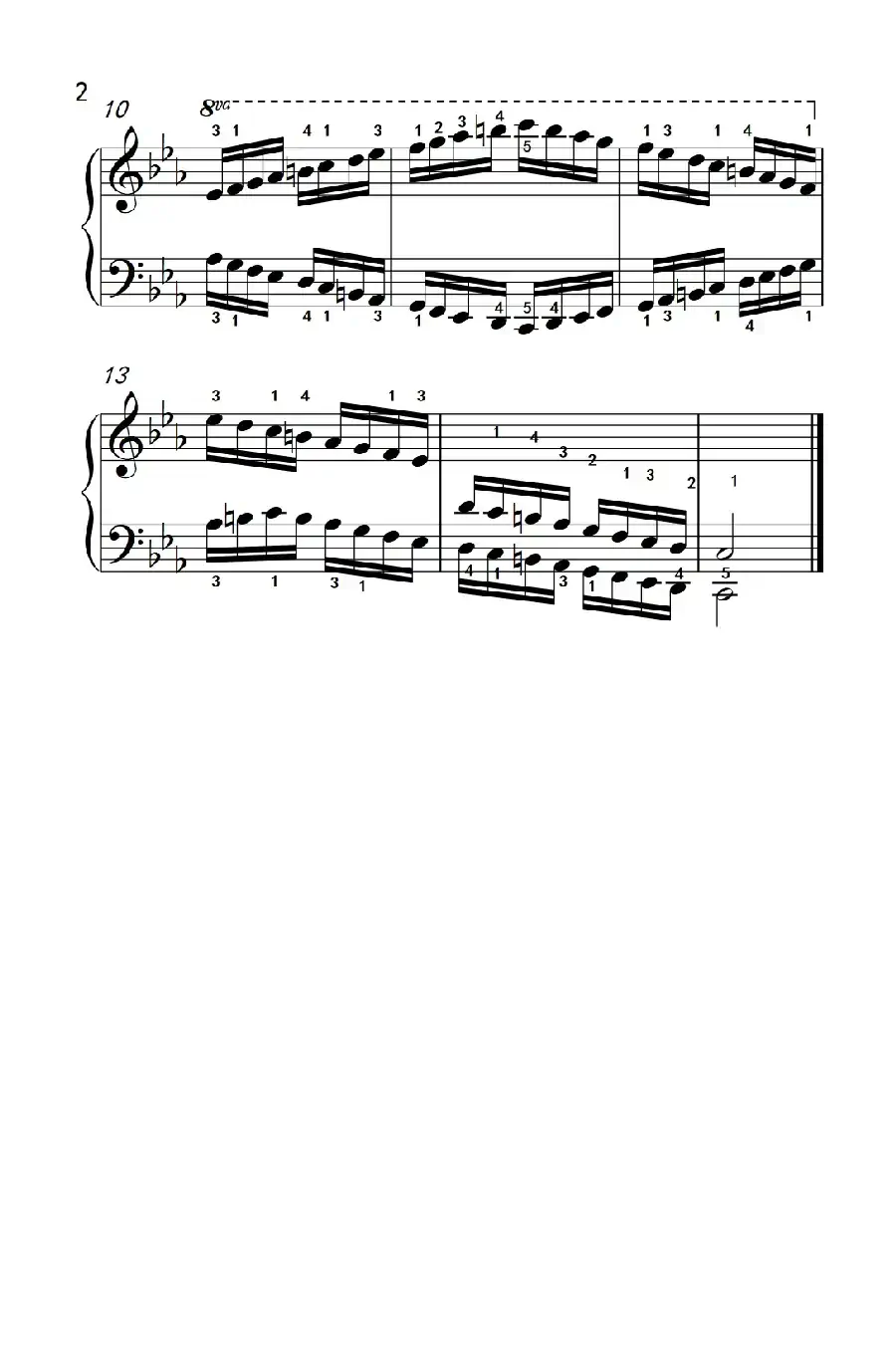 C小调音阶（反向四个八度）（孩子们的钢琴音阶、和弦与琶音 2）