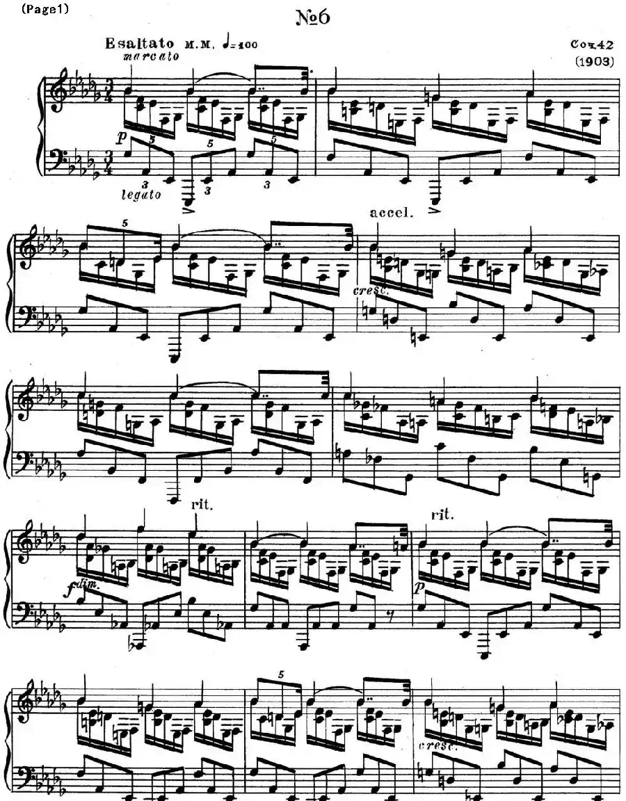斯克里亚宾8首钢琴练习曲 Op42（No.6 Alexander Scriabin Etudes）