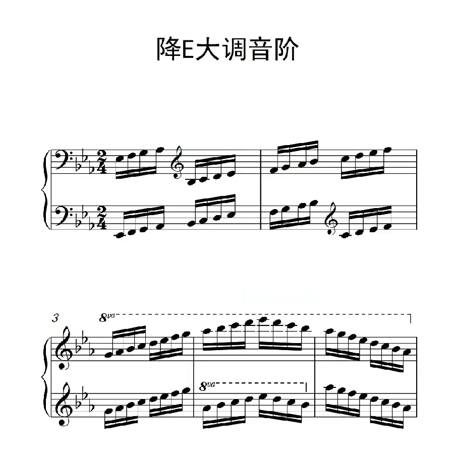 第六级 降E大调音阶（中国音乐学院钢琴考级作品1~6级）