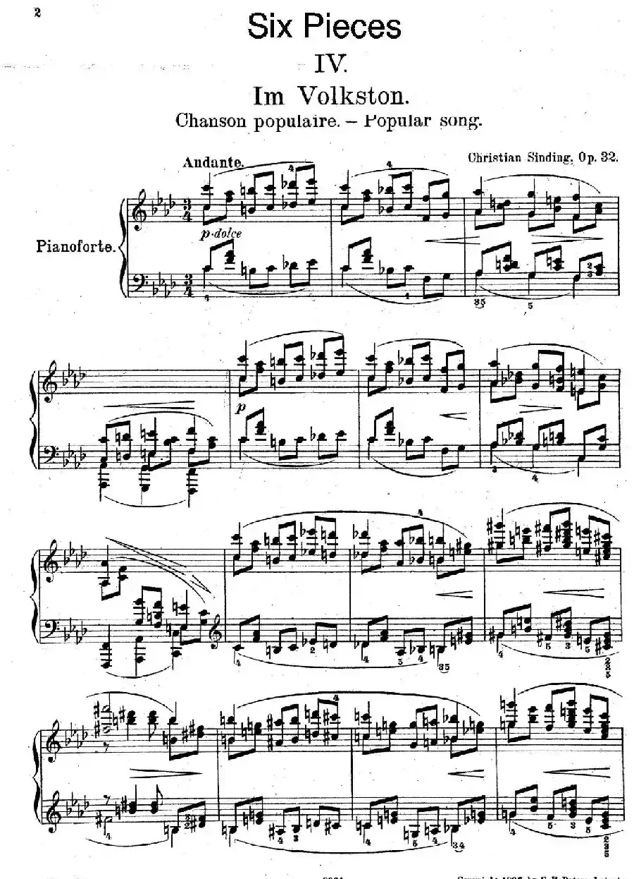 Six Pieces Op.32（6首小品·4. 挪威民歌）