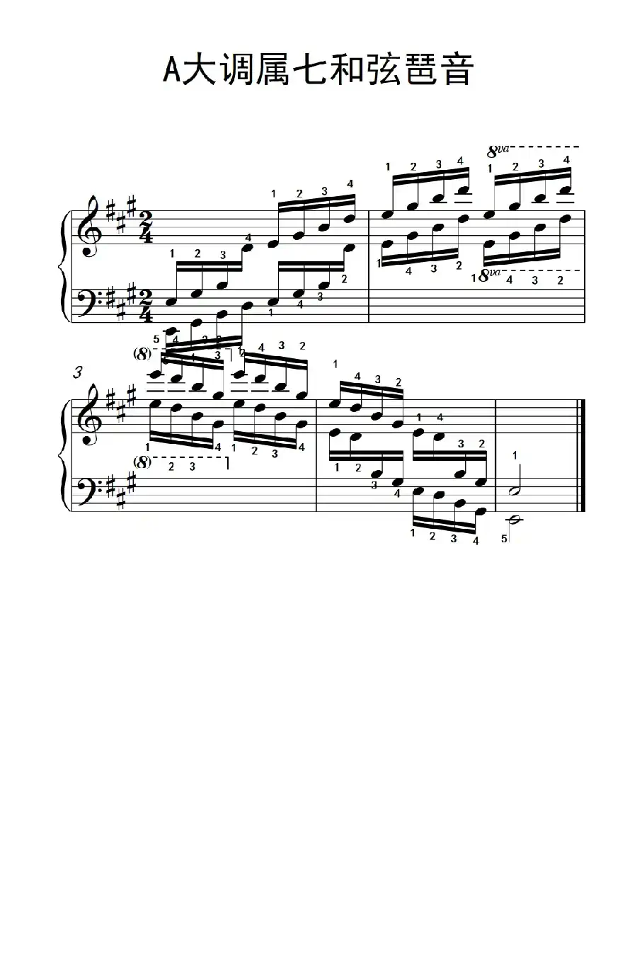 第六级 7.A大调属七和弦琶音（中央音乐学院 钢琴（业余）考级教程 4-6级）