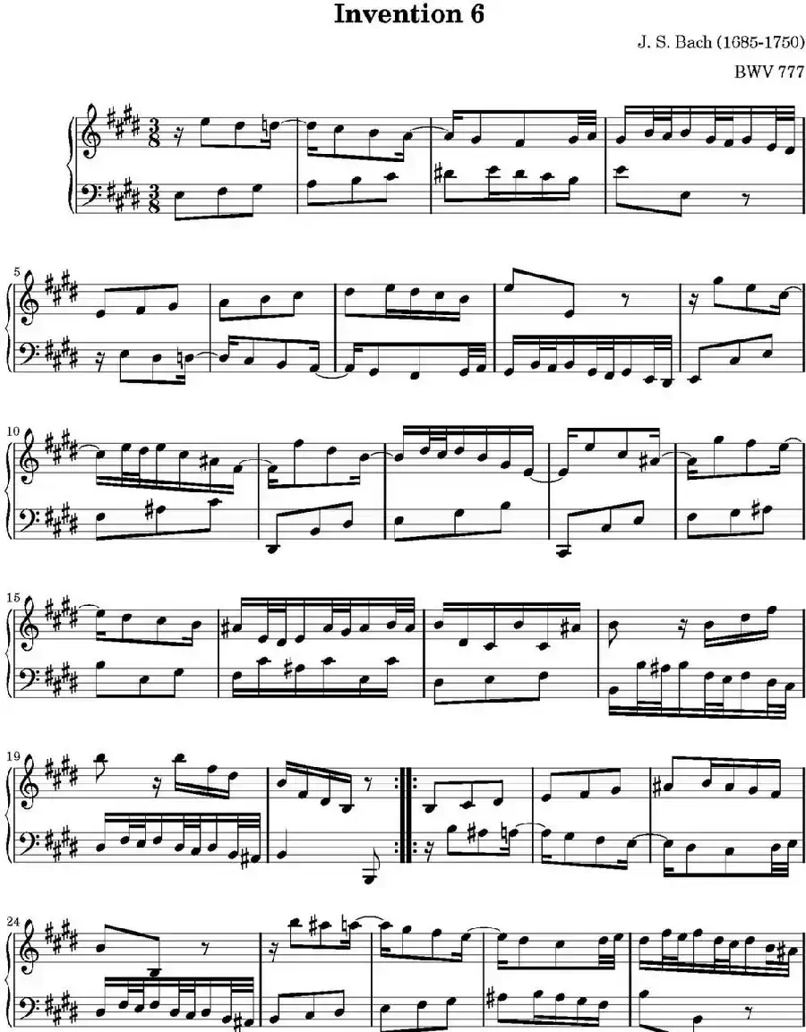 15首巴赫二部创意曲集（NO.6）