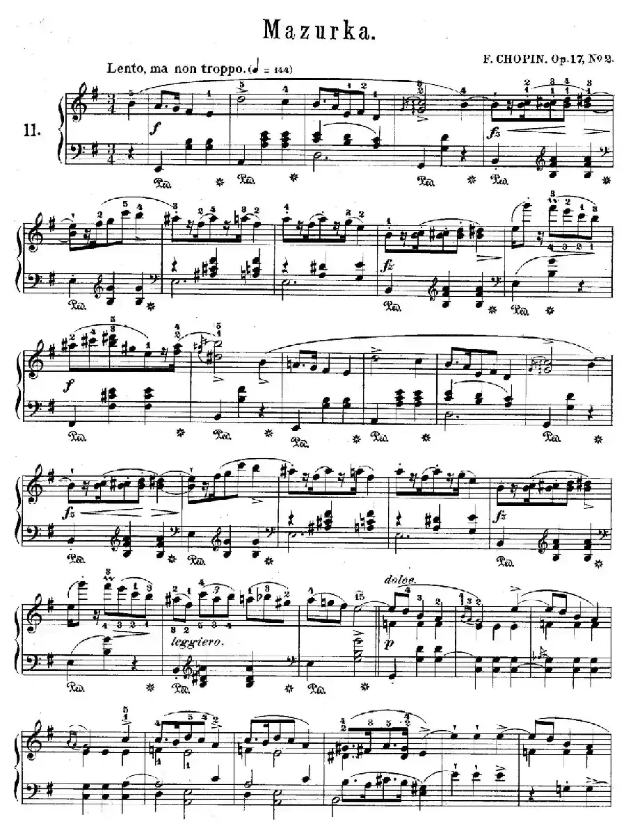 Quatre Mazurkas Op.17（4首玛祖卡舞曲·2）