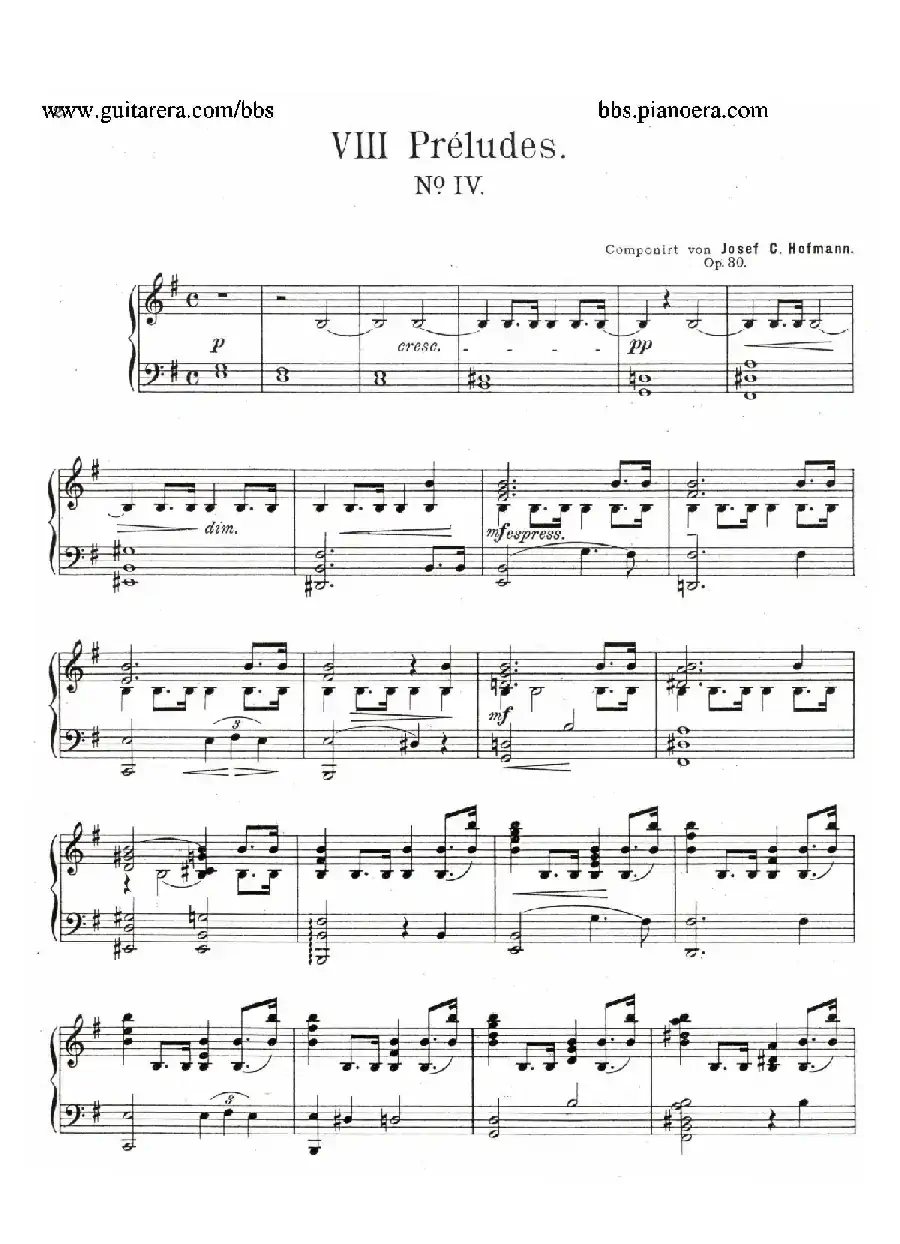 Eight Preludes Op.30（8首前奏曲 4. e小调）