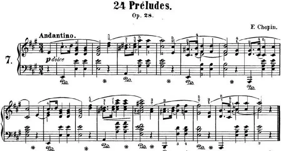 肖邦 24首钢琴前奏曲 Op.28 No.7 A大调