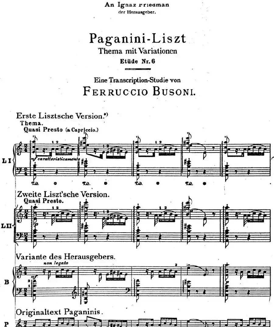 6首帕格尼尼大练习曲（Thema mit Variationen Etude Nr.6）