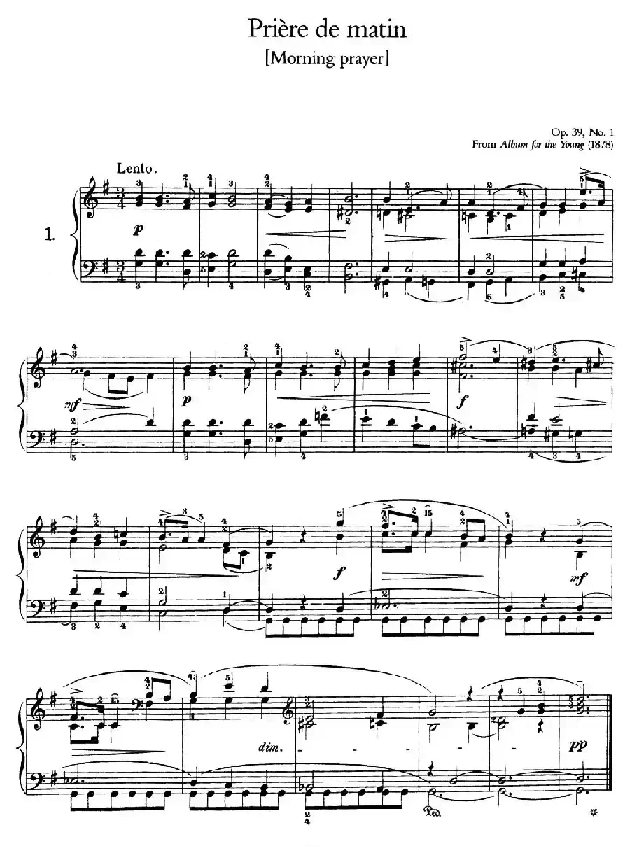 Album for the Young Op.39（儿童钢琴曲集）（1. 晨祈 Morning Prayer）