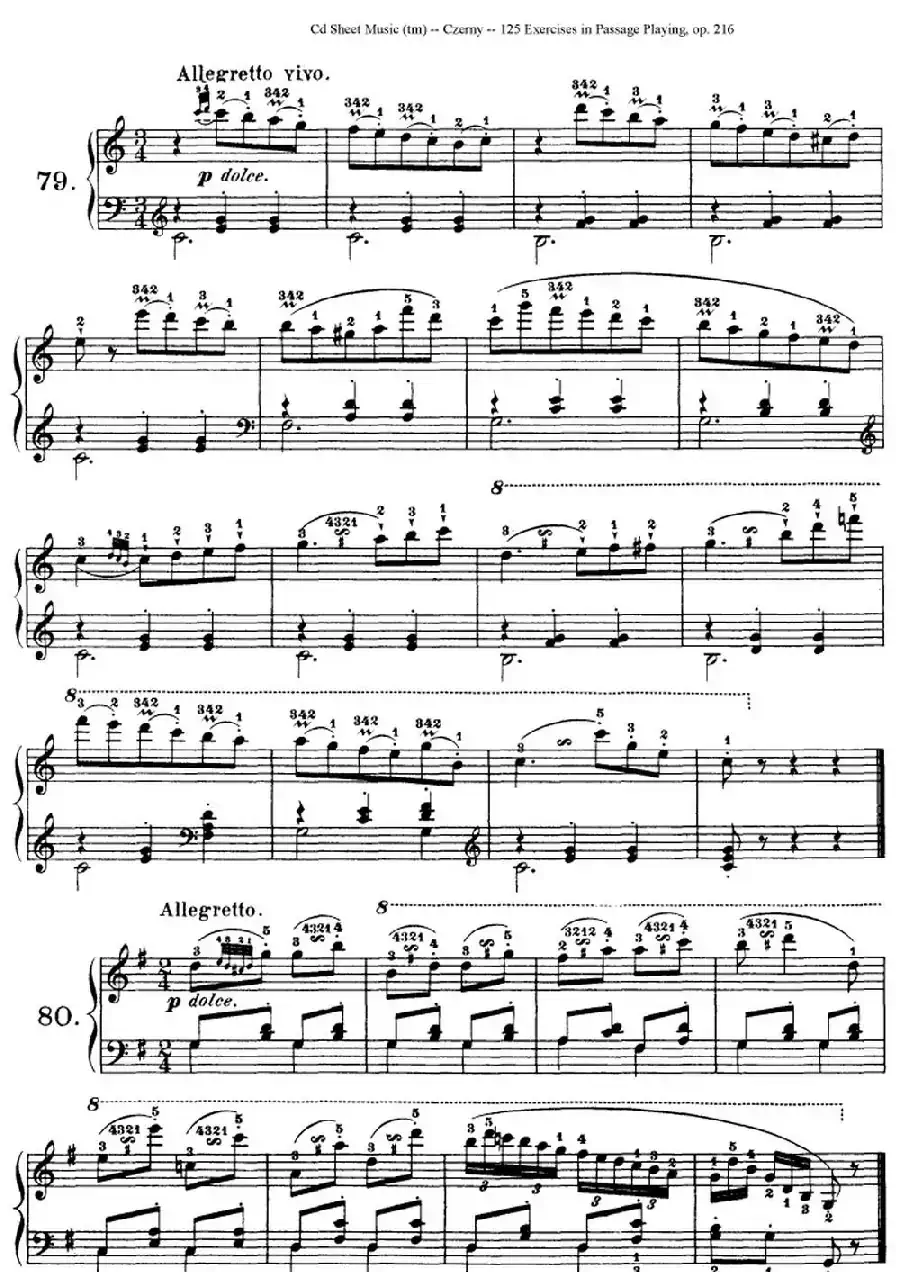 125 Exercises in Passage Playing Op.261（车尔尼125首钢琴短乐句练习曲（79——94）