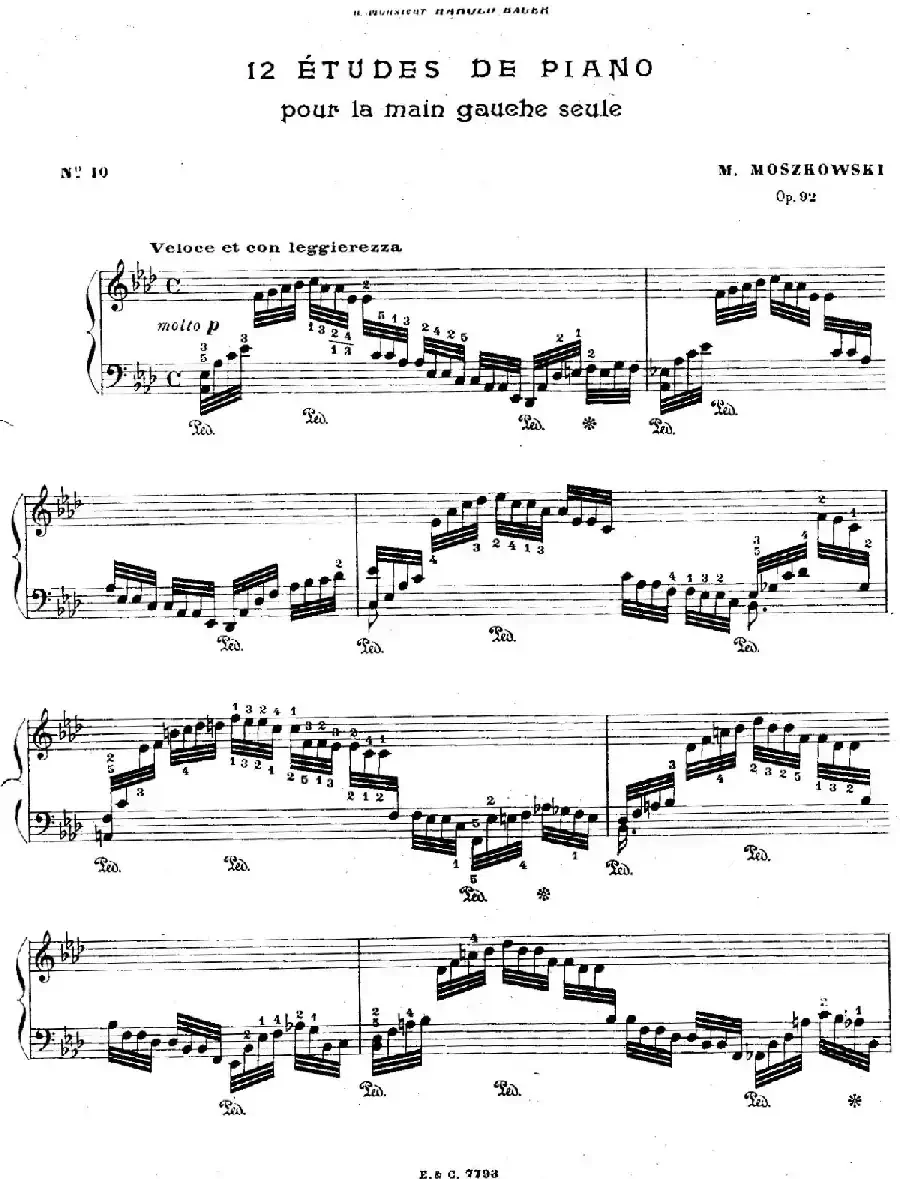 12 Etudes For The Left Hand Op.92 No.10（12首为左手而作的钢琴练习曲）