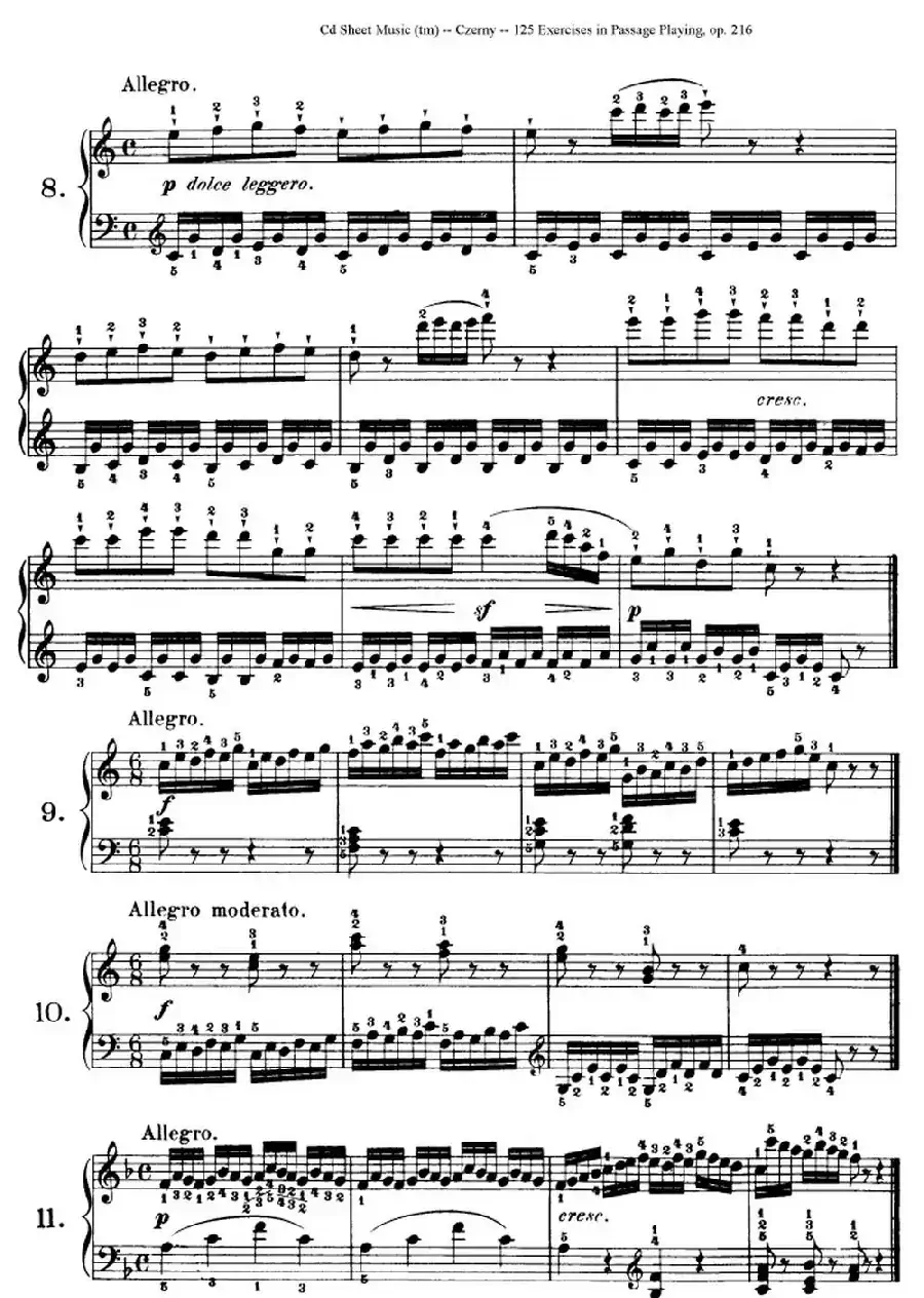 125 Exercises in Passage Playing Op.261（车尔尼125首钢琴短乐句练习曲（1——21））