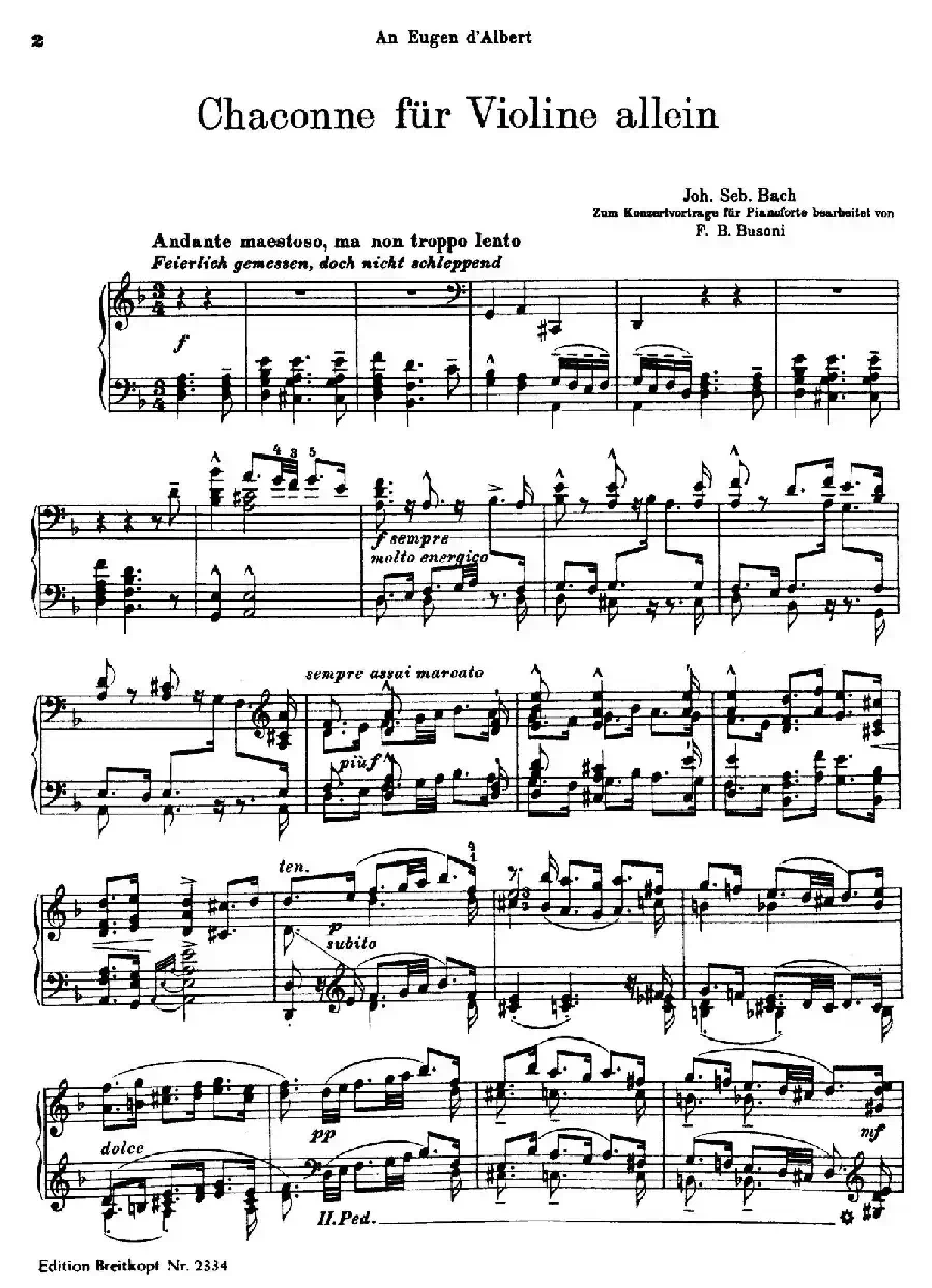 Chaconne in d Minor BWV 1004（d小调恰空）