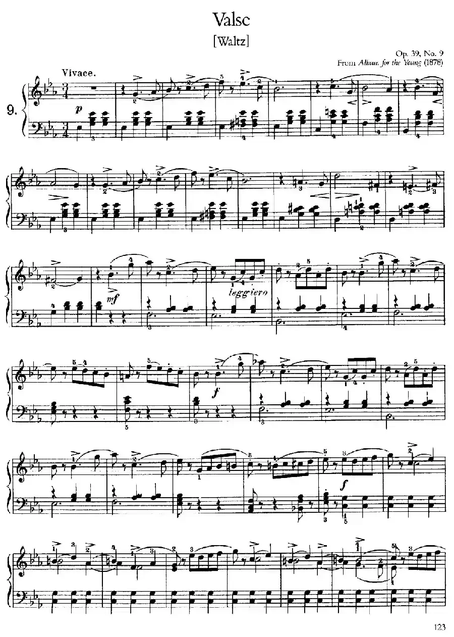 Album for the Young Op.39（儿童钢琴曲集）（9. 圆舞曲 Waltz）