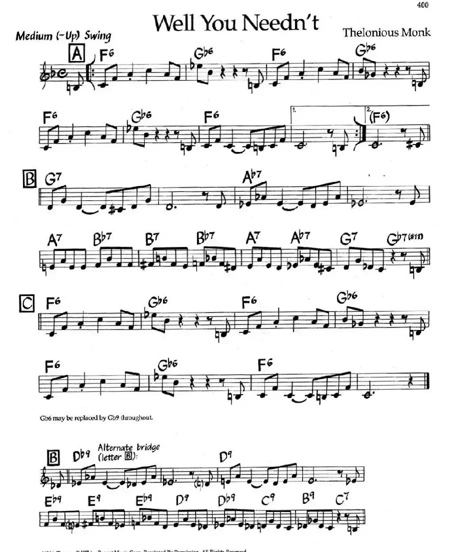 Well You Needn't（爵士钢琴曲）