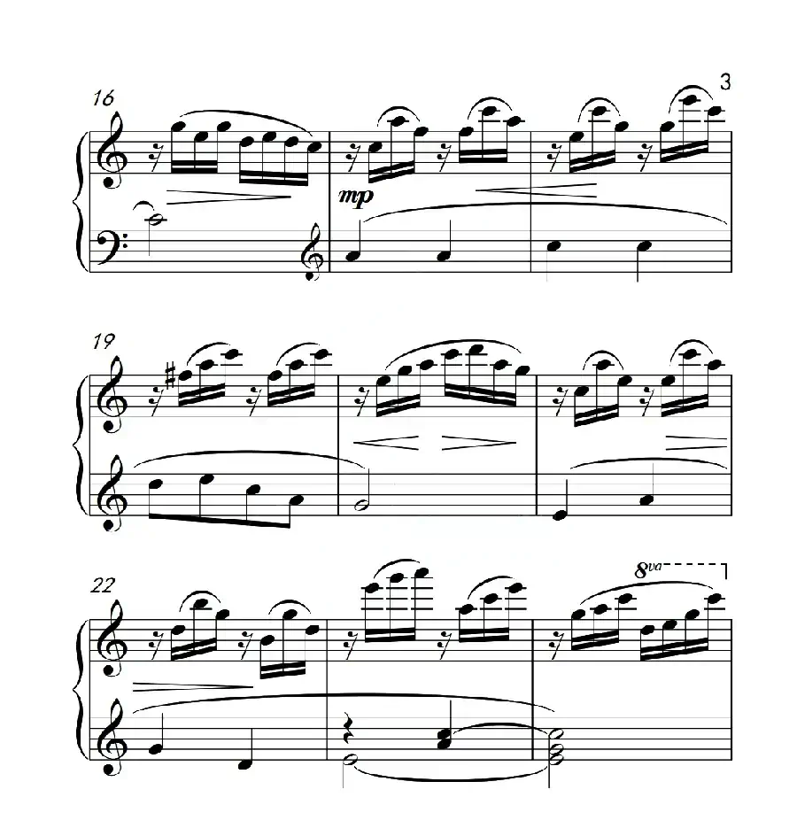 第六级B组 溪边嬉水（中国音乐学院钢琴考级作品1~6级）