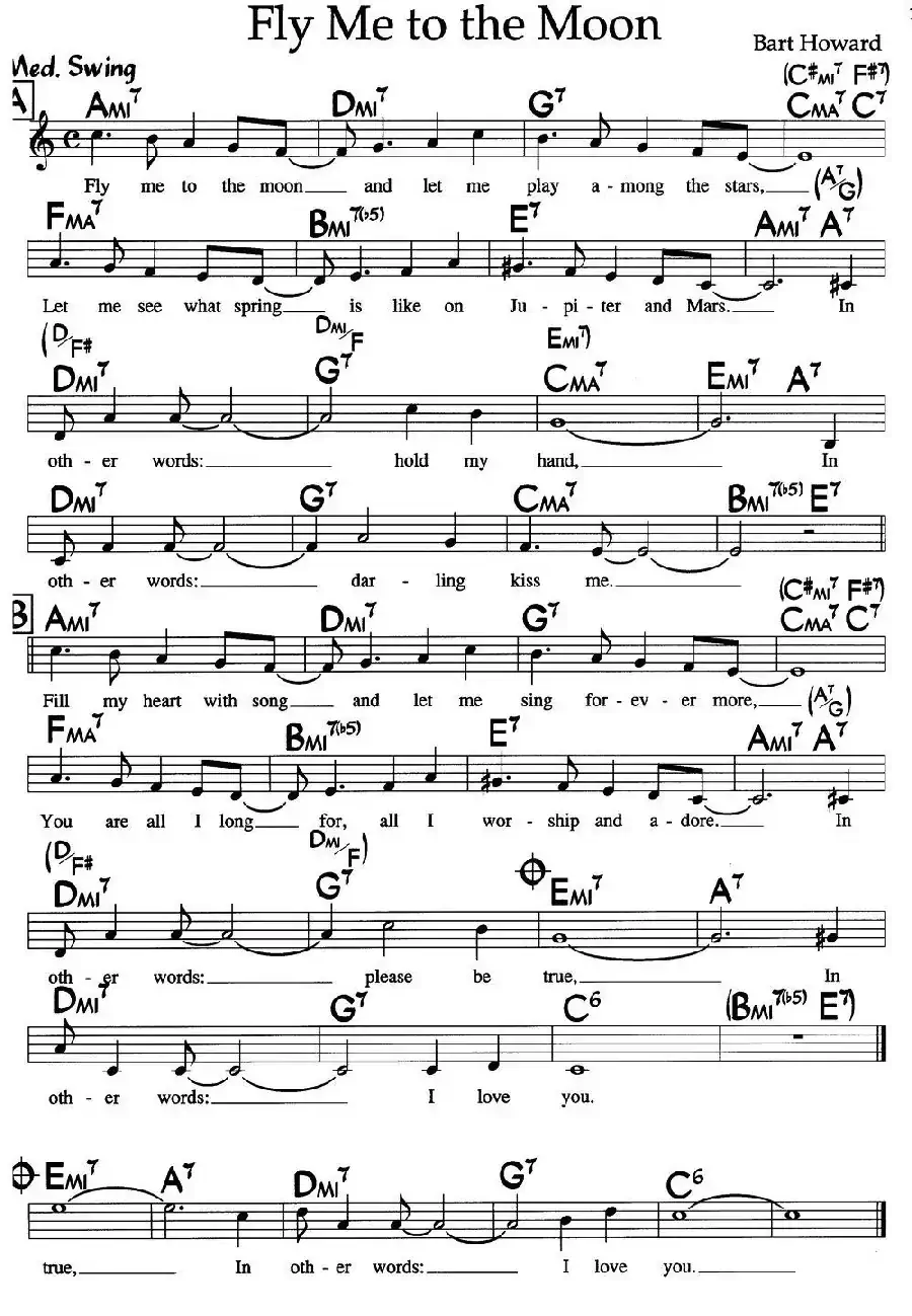 Fly Me to the Moon(带我飞向月球)(爵士钢琴曲)