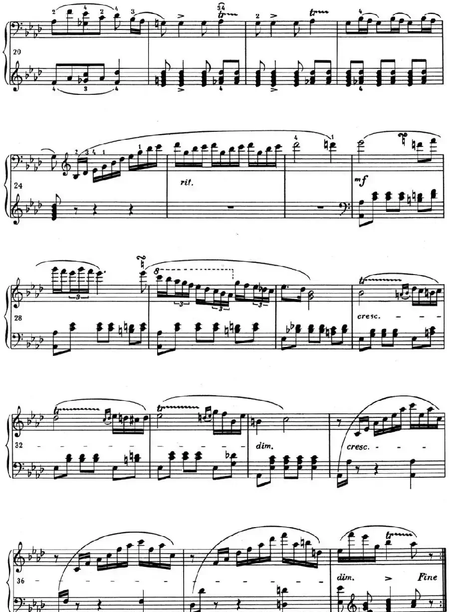 肖邦 波兰舞曲 Op.posth.P.1 No.2 降A大调