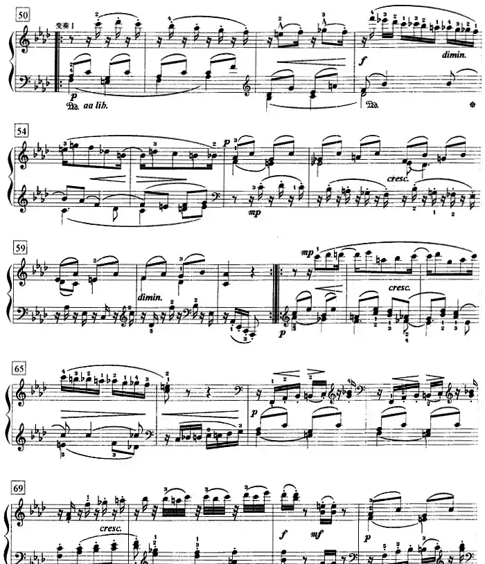 钢琴教程第七级 大型乐曲（f小调变奏曲 Op.83）