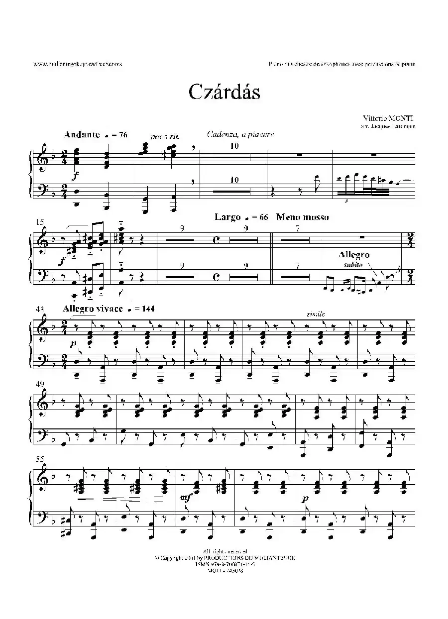 Czardas 查尔达斯（15重奏）（钢琴）