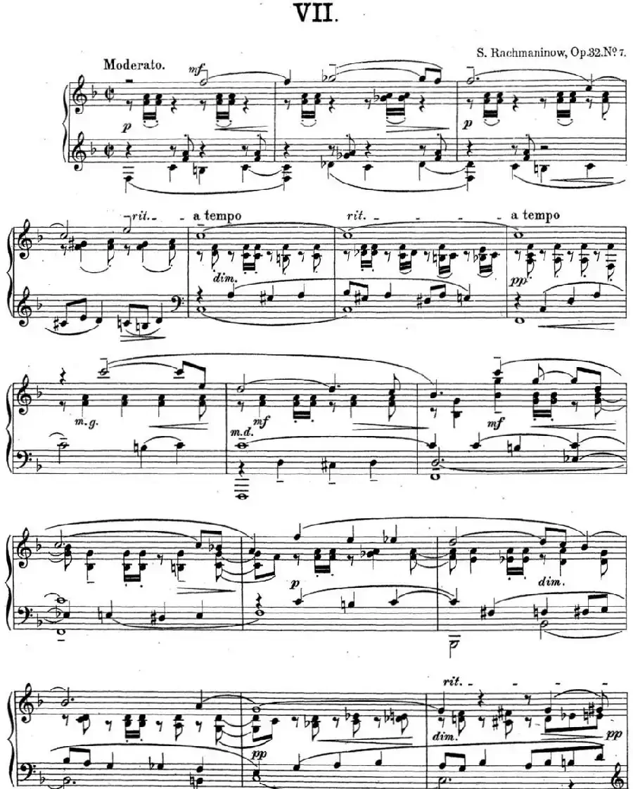 拉赫玛尼诺夫 钢琴前奏曲18 F大调 Op.32 No.7