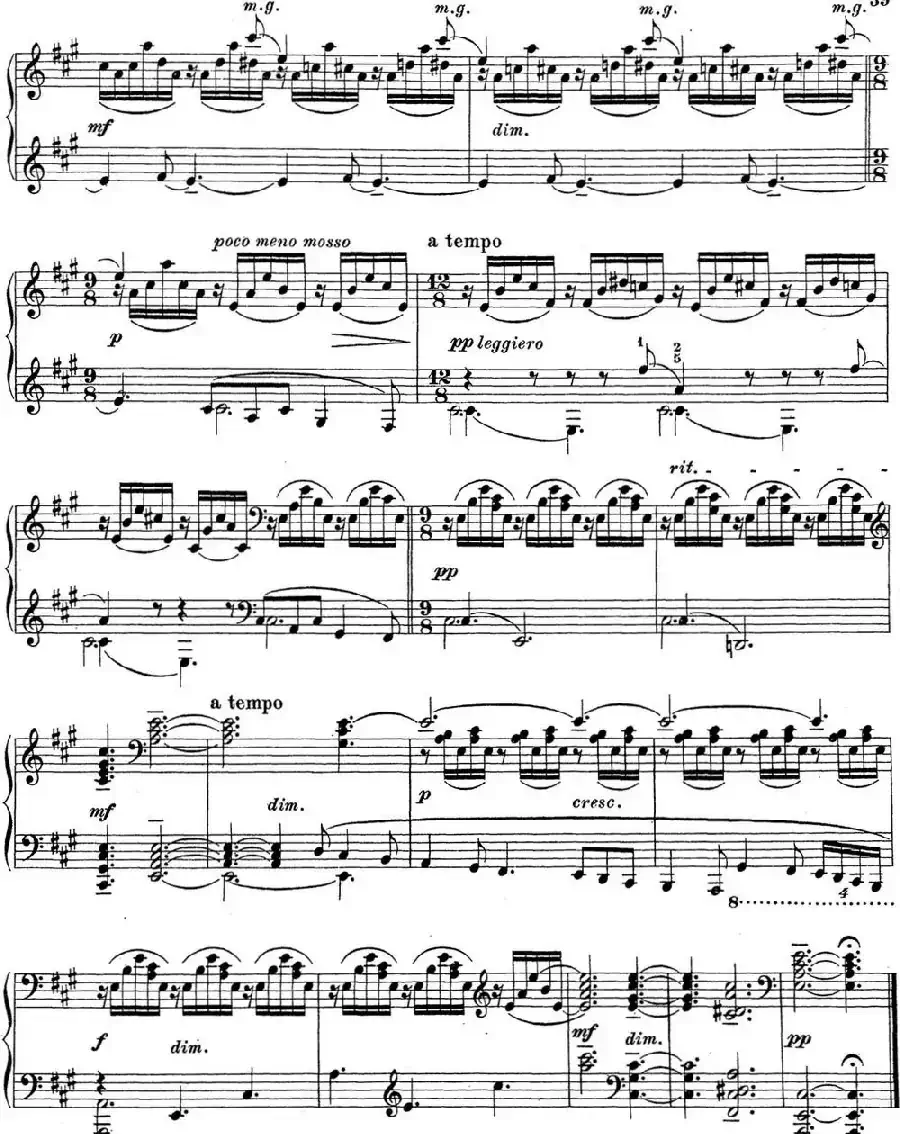 拉赫玛尼诺夫 钢琴前奏曲20 A大调 Op.32 No.9