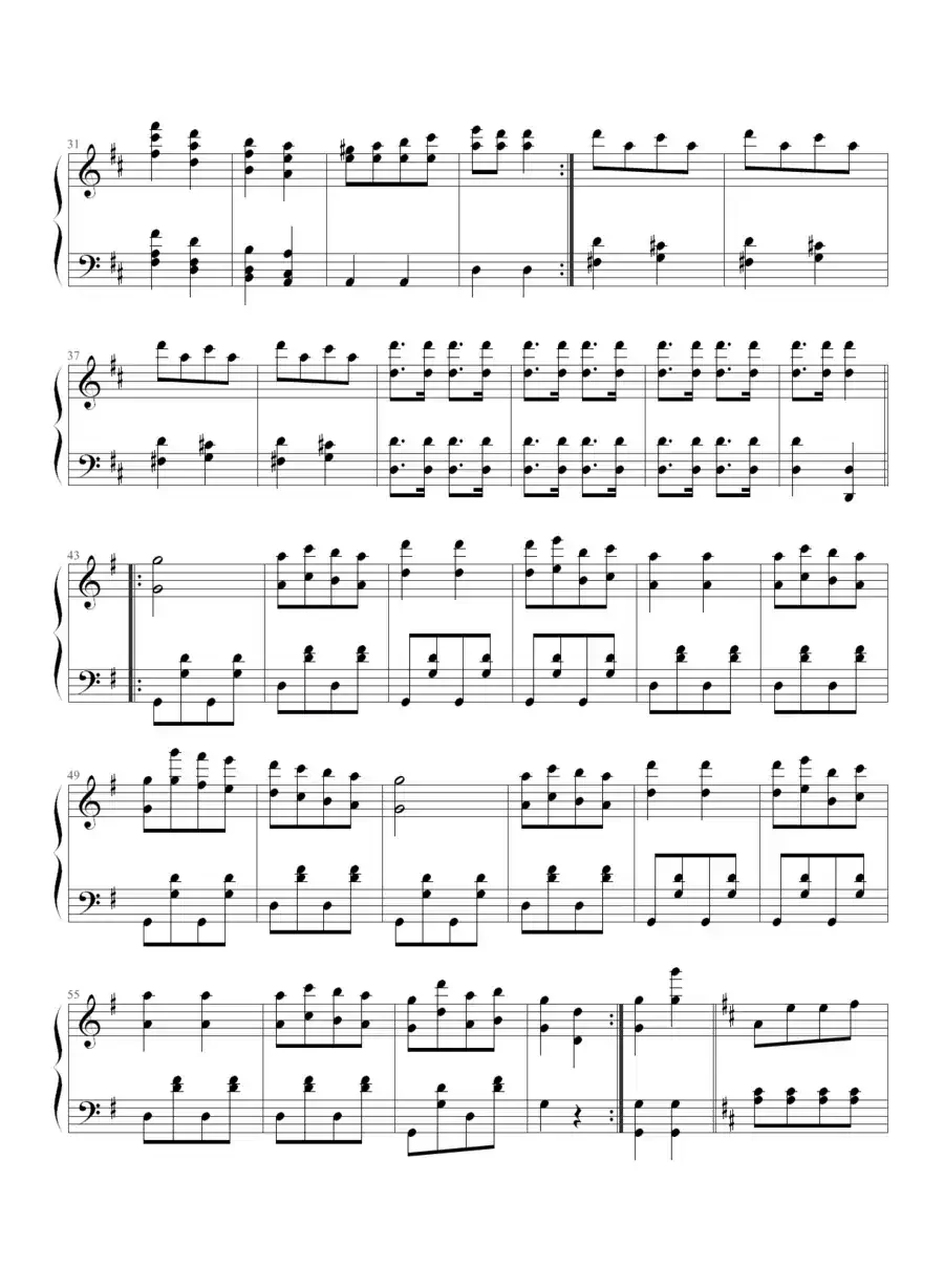 天堂与地狱序曲(原版改编钢琴谱)