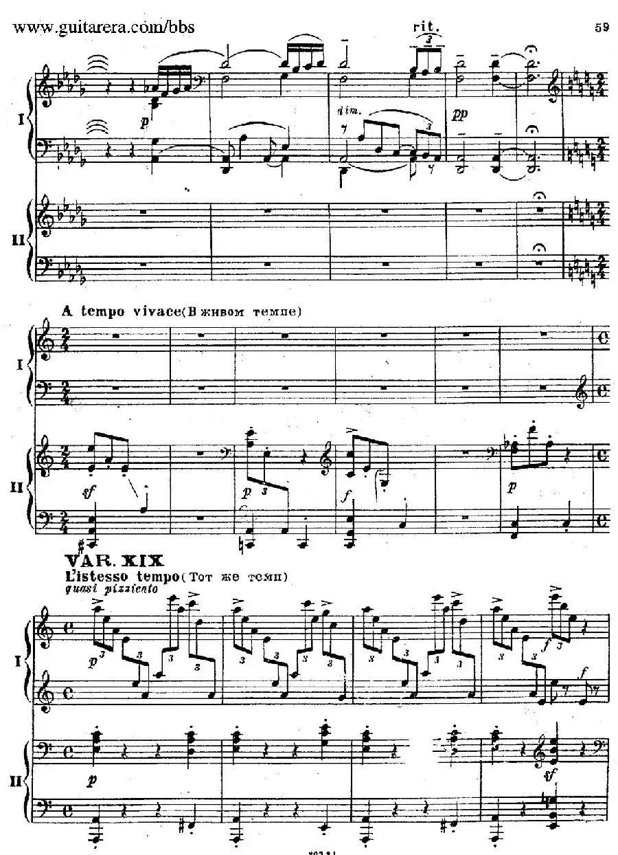 Rhapsody On A Theme Of Paganini Op.43（帕格尼尼主题狂想曲·双钢琴）（P41——60）