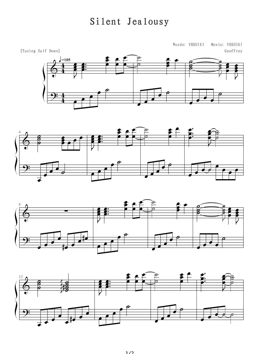 Silent Jealousy（前奏部分）