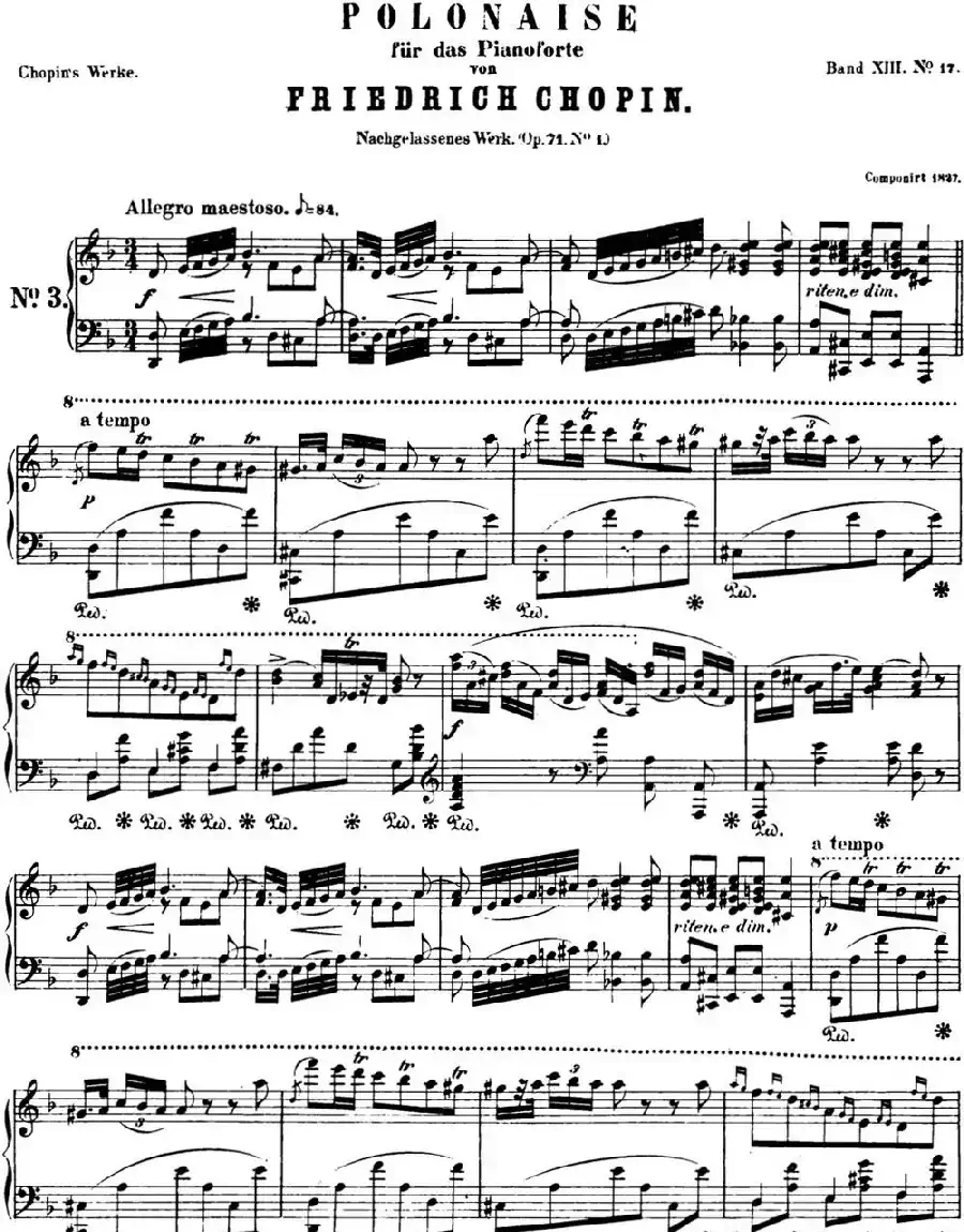 肖邦 波兰舞曲 Op.posth.71 No.1 d小调