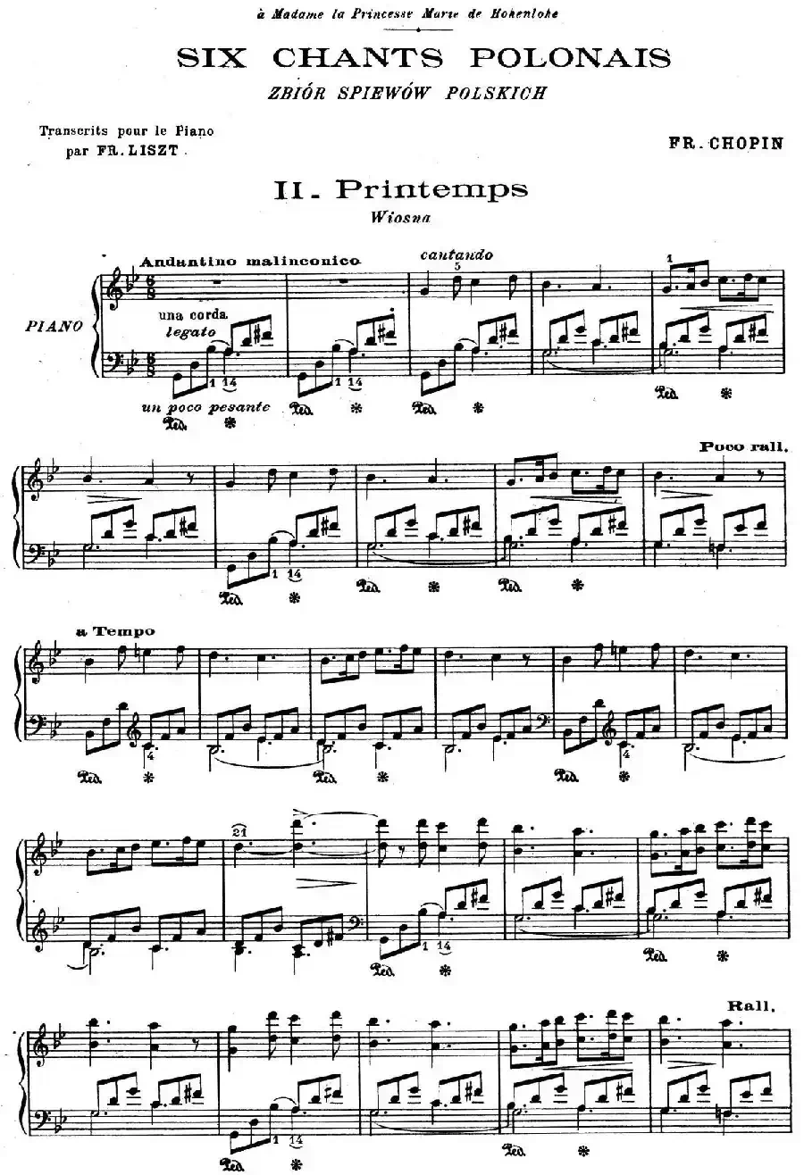 6 Chants Polonais S.480（6首波兰歌曲·Ⅱ）