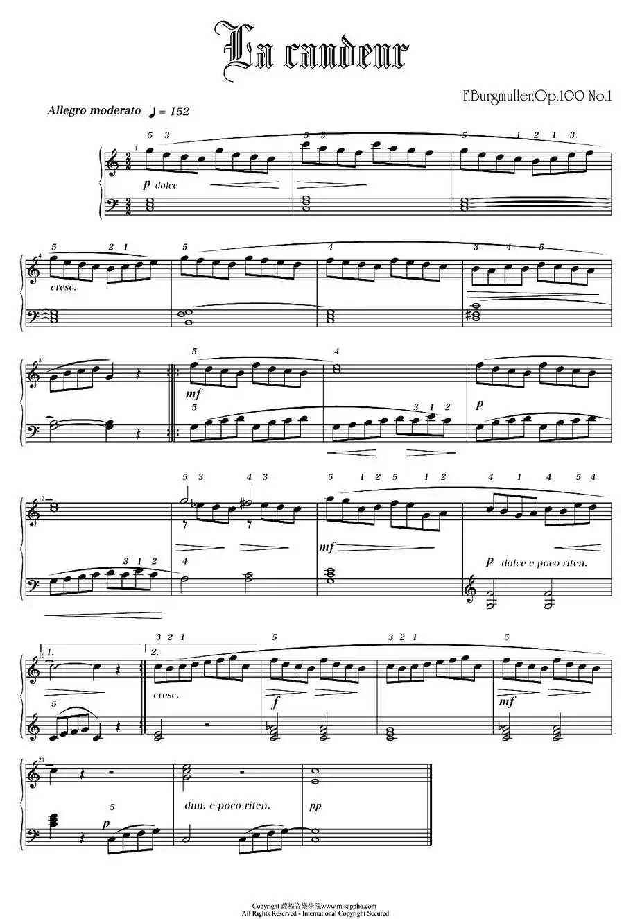 F.BurgmullerOp.100 No.1（布格缪勒-坦诉）