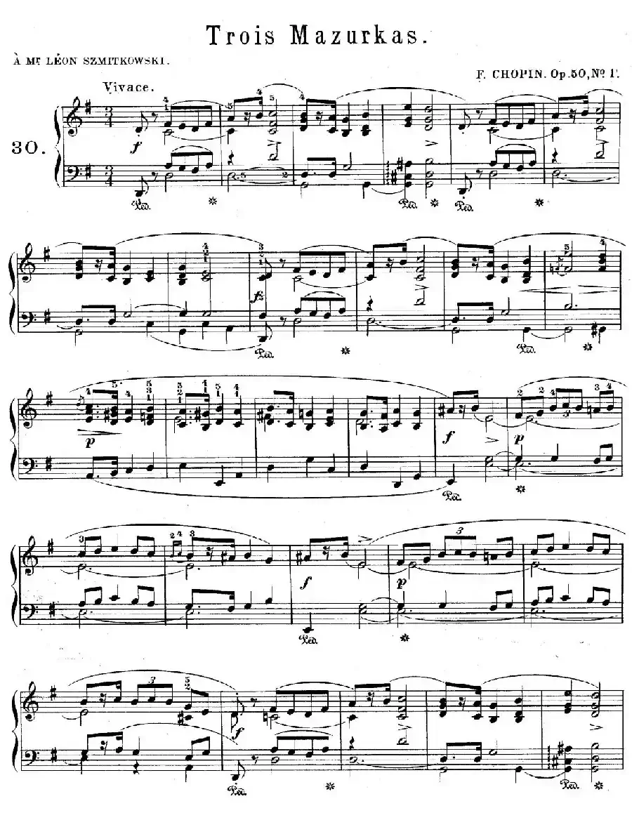 Trois Mazurkas Op.50（3首玛祖卡舞曲·1）