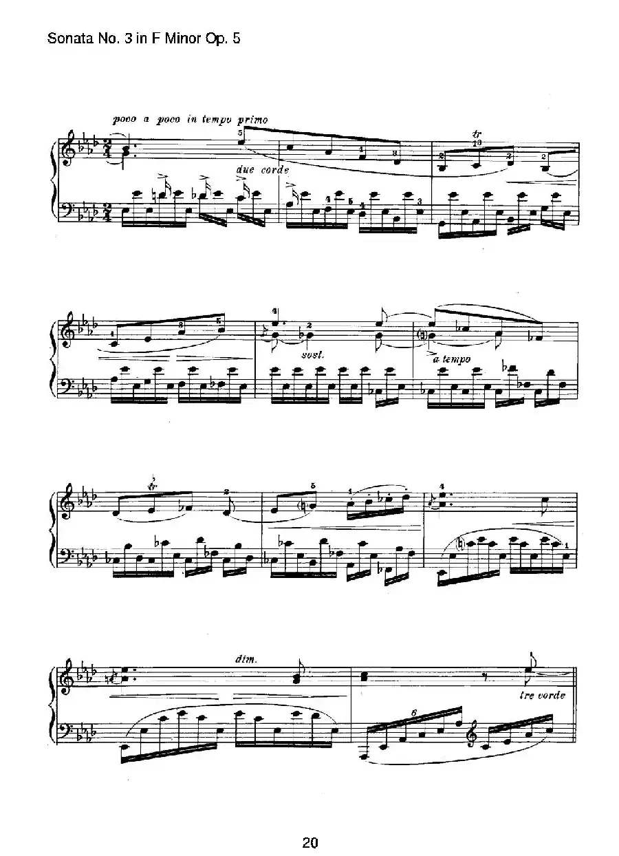 Piano Sonata No.3 in f Minor Op.5（f小调第三钢琴奏鸣曲）