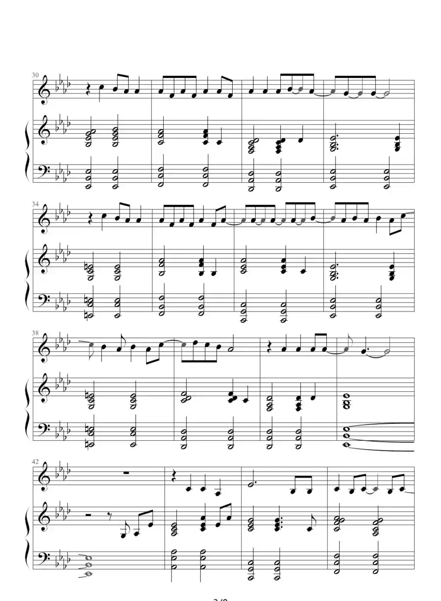 because of you(韩剧《冬季恋歌》插曲)(钢琴伴奏谱)