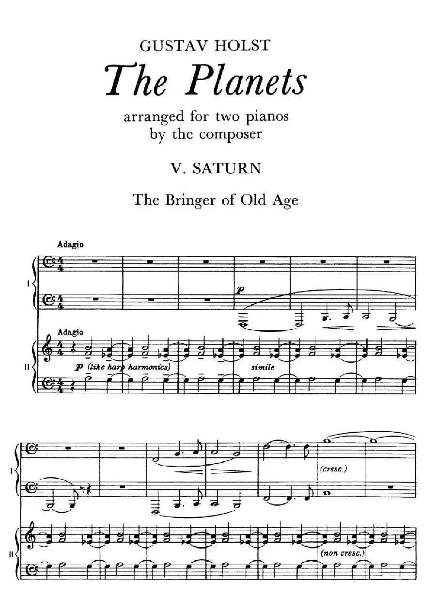 The Planets Op.32（双钢琴）（行星·第五乐章 土星—老年使者）