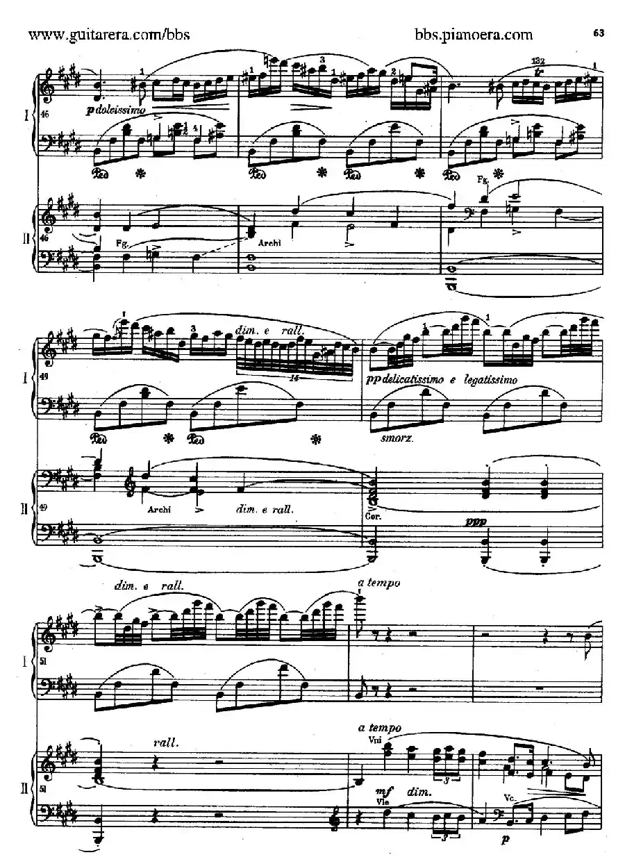 e小调第一钢琴协奏曲 Op.11（双钢琴版·第二乐章）