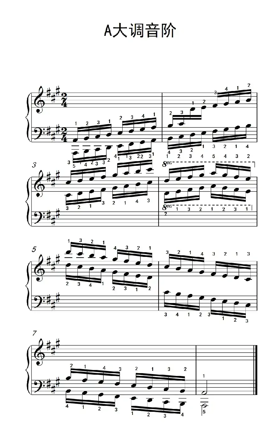 第七集7.A大调音阶(中央音乐学院 钢琴(业余)考级教程 7-9级)