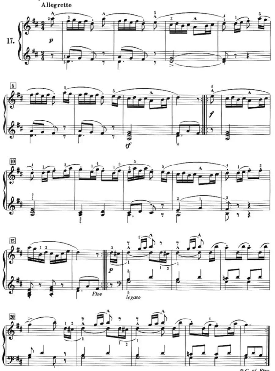 50首莱蒙钢琴练习曲 作品37（NO.17）