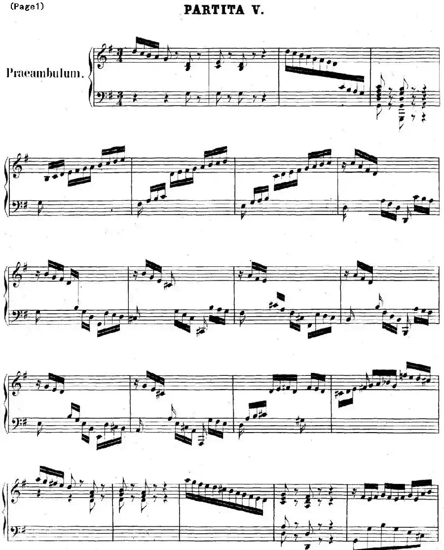 帕蒂塔6首德国组曲(No.5 G大调 巴赫 Partita G Major BWV 829)