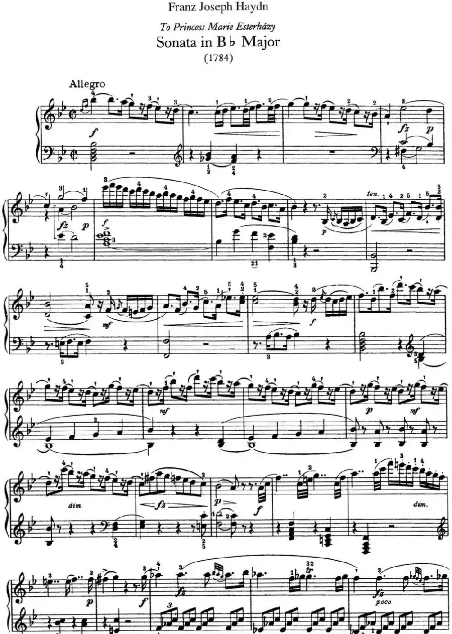 海顿 钢琴奏鸣曲 Hob XVI 41 in B-flat major