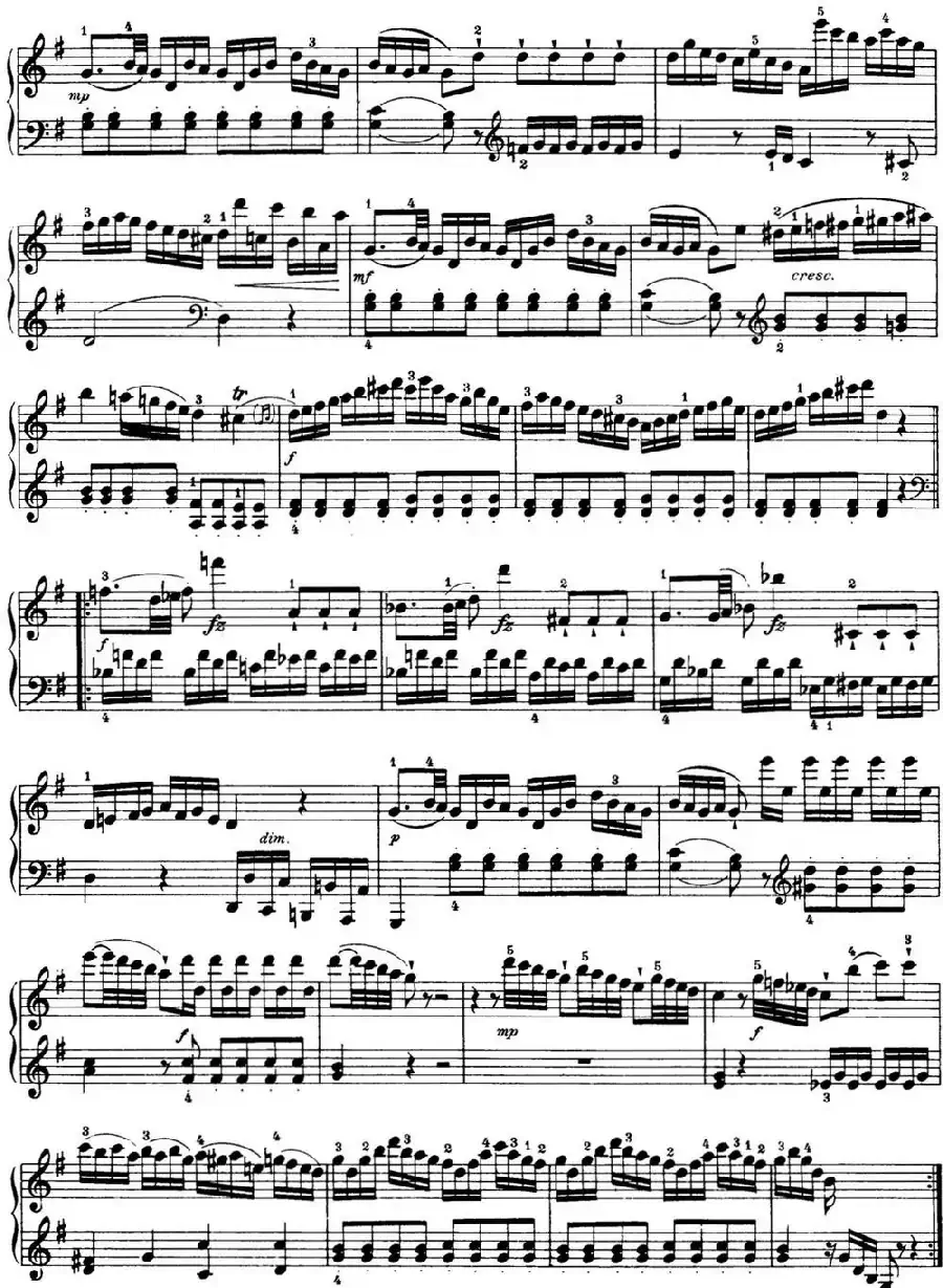 海顿 钢琴奏鸣曲 Hob XVI 40 in G major